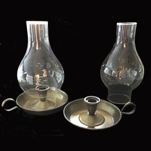 Princess House Heritage Etched Crystal Chambersticks (Candle Holders) - Pair